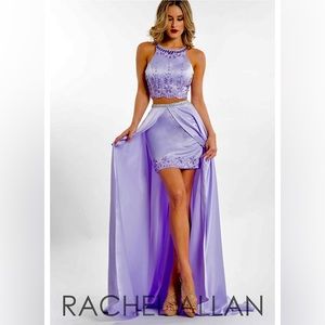 Rachel Allen two piece Skirt/Overskirt Formal, Rhinestones Prom Gown Fun Fashion